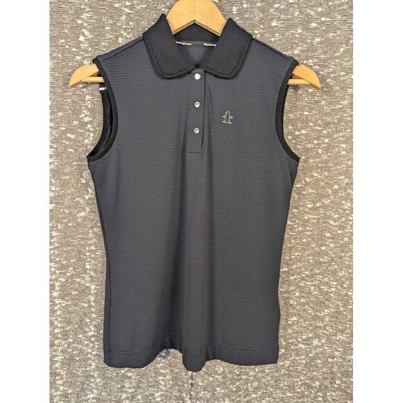 Penguin by Munsingwear Collared Black Tank Top Embellished Logo Women's Medium - Picture 1 of 9